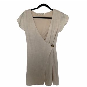 JUST U IN | Linen V-Neck Wrap Dress
